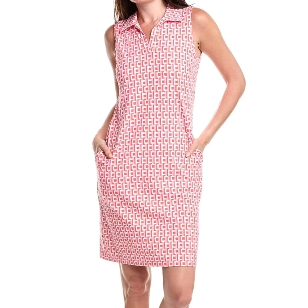 J. McLaughlin Joanna Dress M Pink Orange Carnaby Catalina Sleeveless Shift NWT